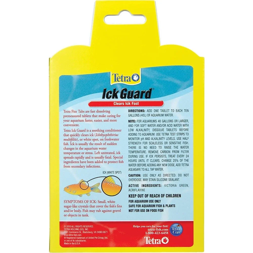 Tetra Ick Guard 8 Fizz Tablets Treats Up To 80 Gallon Freshwater Aquarium New